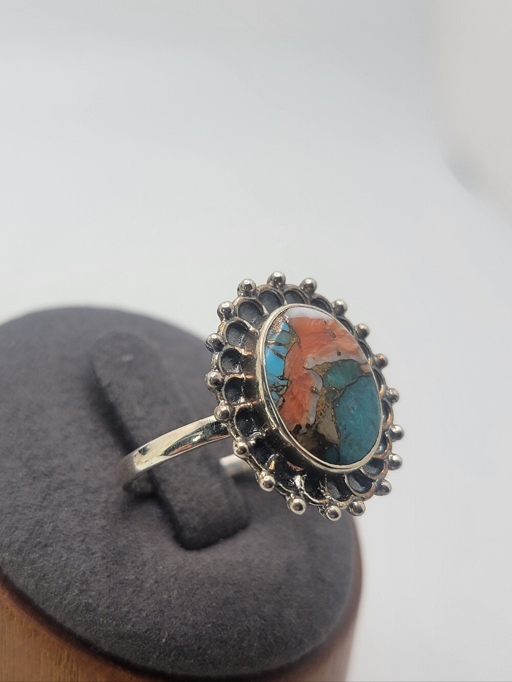 Size 9.5 Oyster Turquoise 925 Sterling Ring - Picture 2 of 7